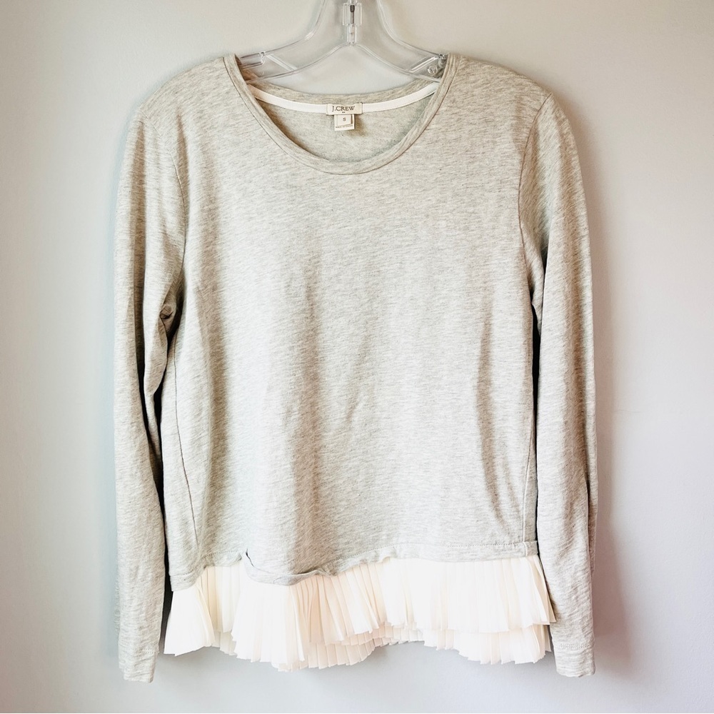 J. Crew Crewneck Sweater with Pleated Fringe Hem